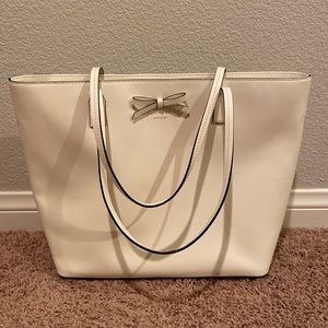 Kate Spade White Large Zip Tote